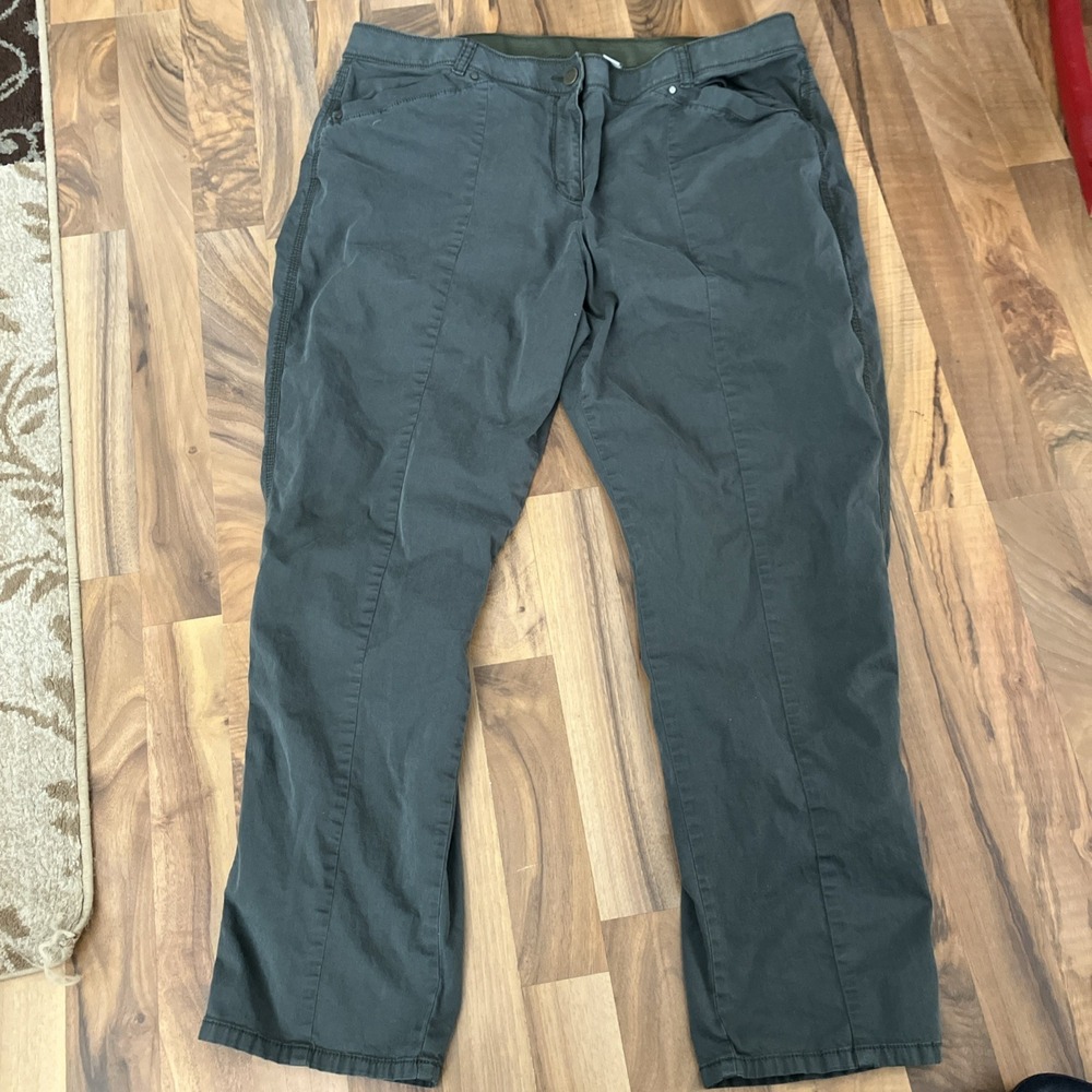 Chico's Pants Womens 3 US XL Green Elastic‎ Waist Straight Leg Pockets Casual